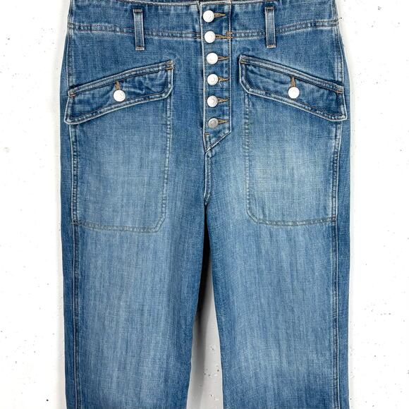 Veronica Beard Womens Rinley High Rise Cropped Jeans Durango Blue Button Fly 28 - Picture 8 of 9